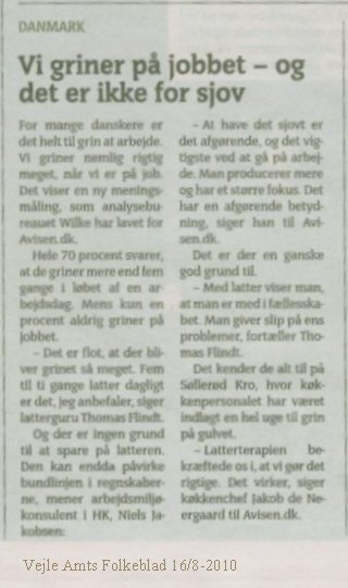 Artikel i Vejle Amts Folkeblad august 2010